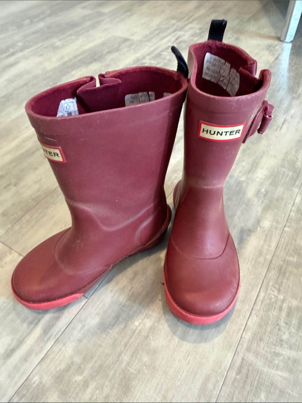 Hunter Burgundy Rubber Mid-Calf Rain Boots for Kids